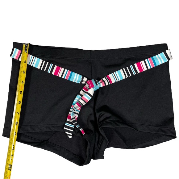 Sonoma Life + Style size 10 black swim shorts bottoms with striped waist tie - Picture 6 of 8